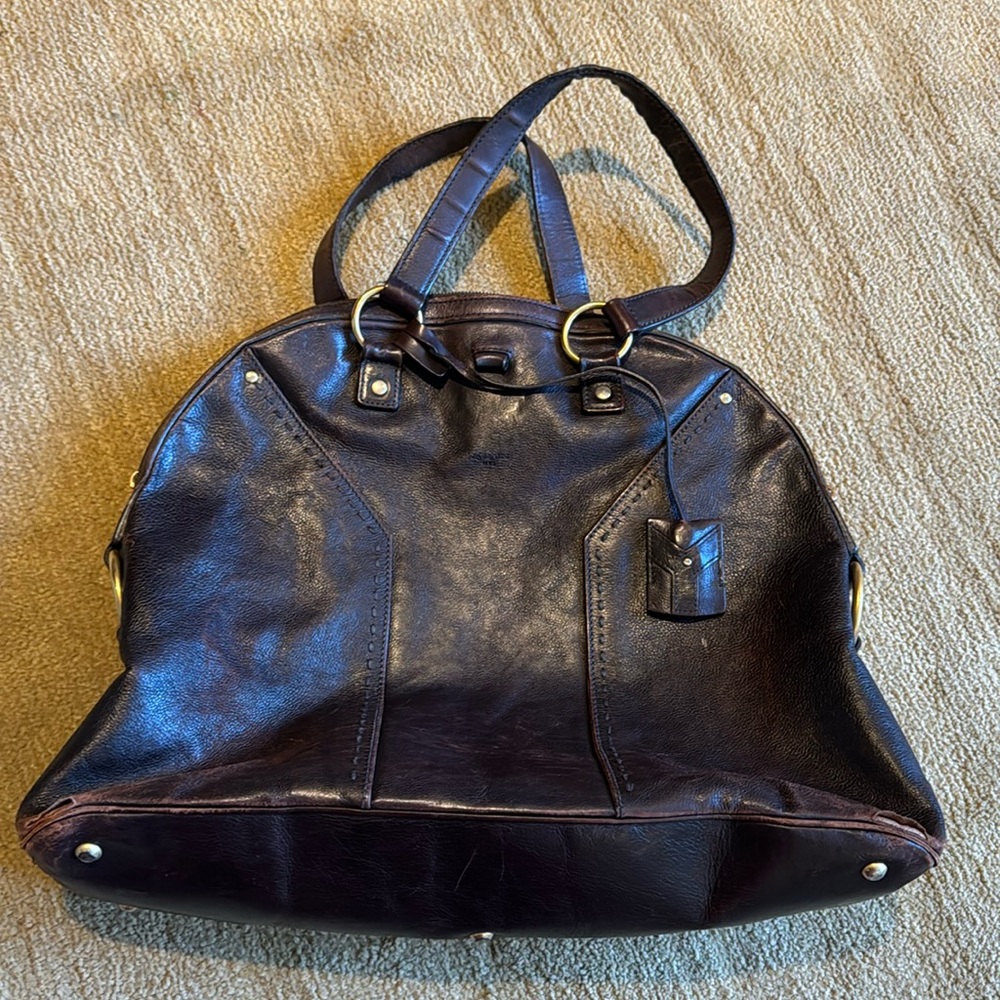 YSL dark brown leather bag /great Carry On or Diaper Bag
